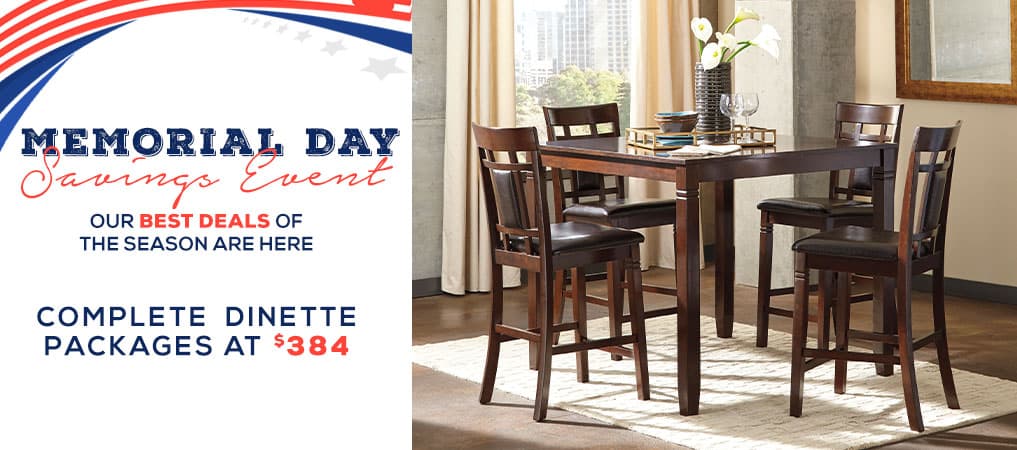 Memorial Day Savings Event Complete dinette packages at $384